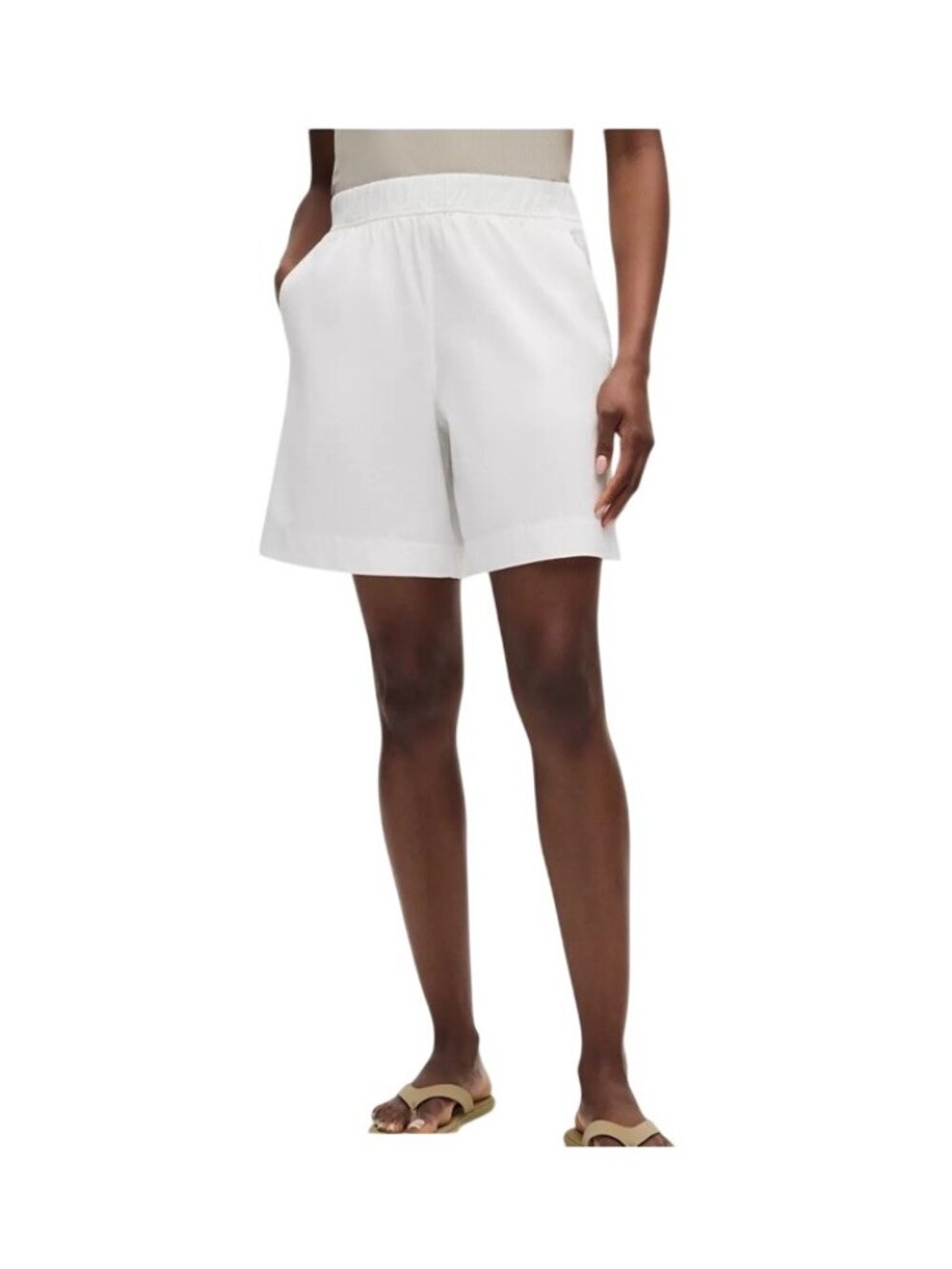 Lululemon LuluLinen High-Rise Relaxed-Fit Short 7” Inseam Women’s Sz L White NWT